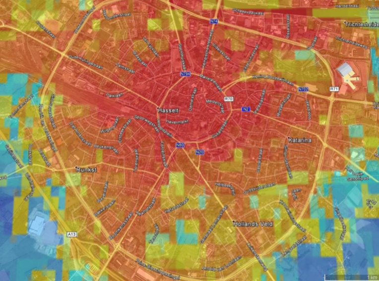 Hitte-eilandeffect in Hasselt door klimaatverandering